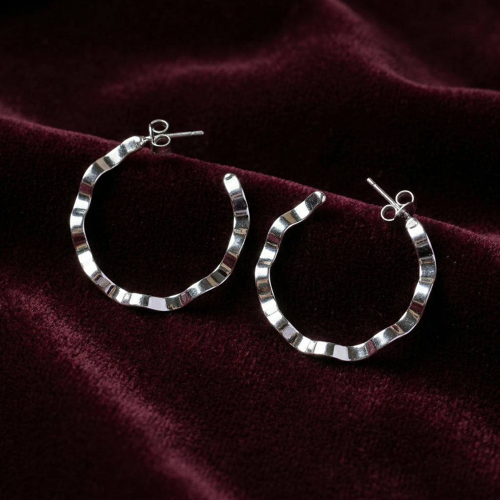 Silver italian single loop earrings