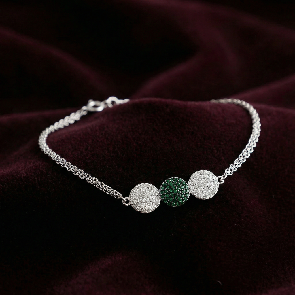 Silver Emerald Glow Bracelet
