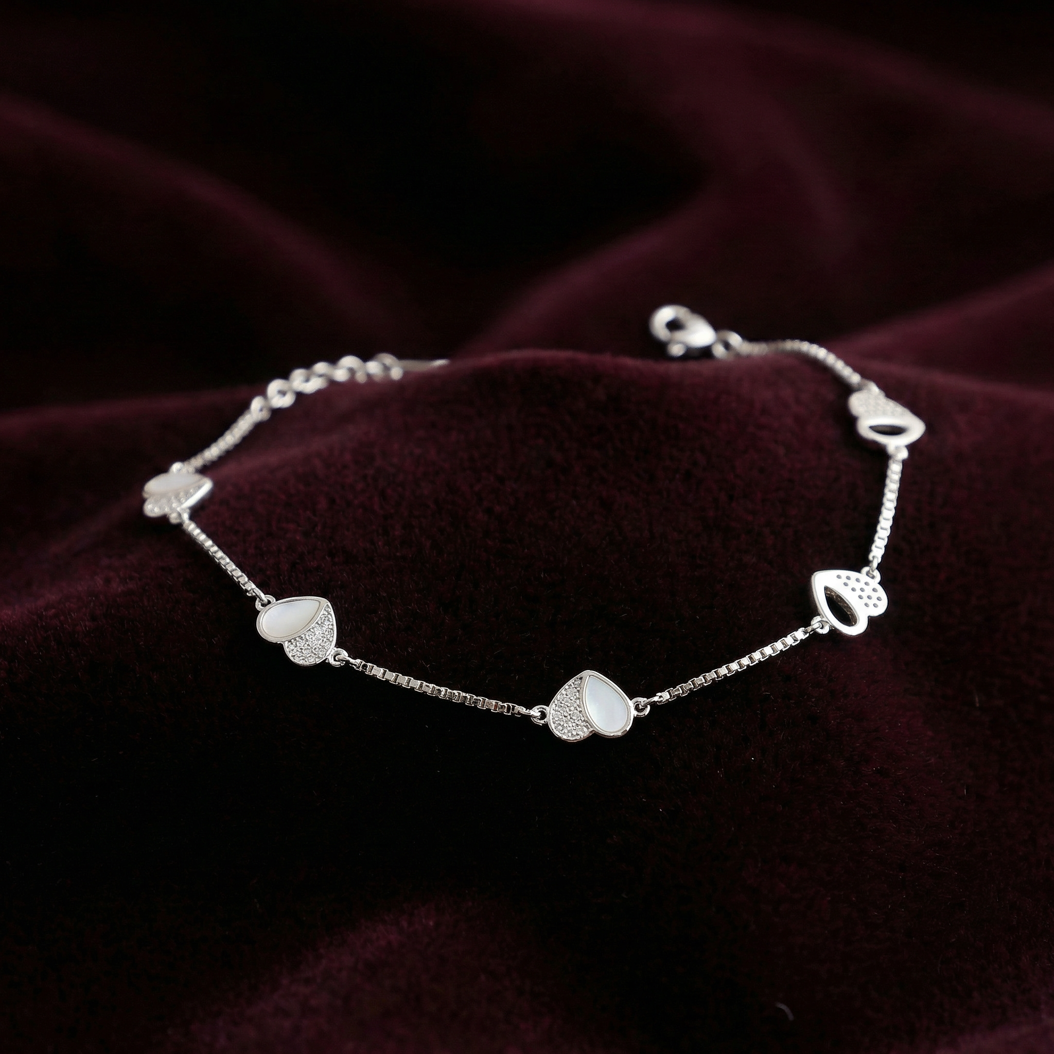 Silver Pure Heart Enamel Bracelet