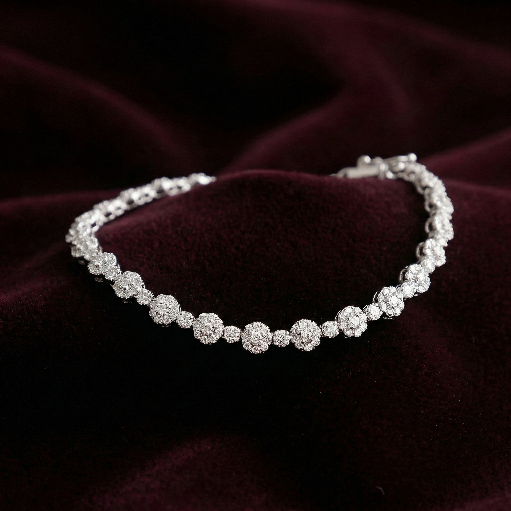 Silver Zircon Floral Tennis Bracelet