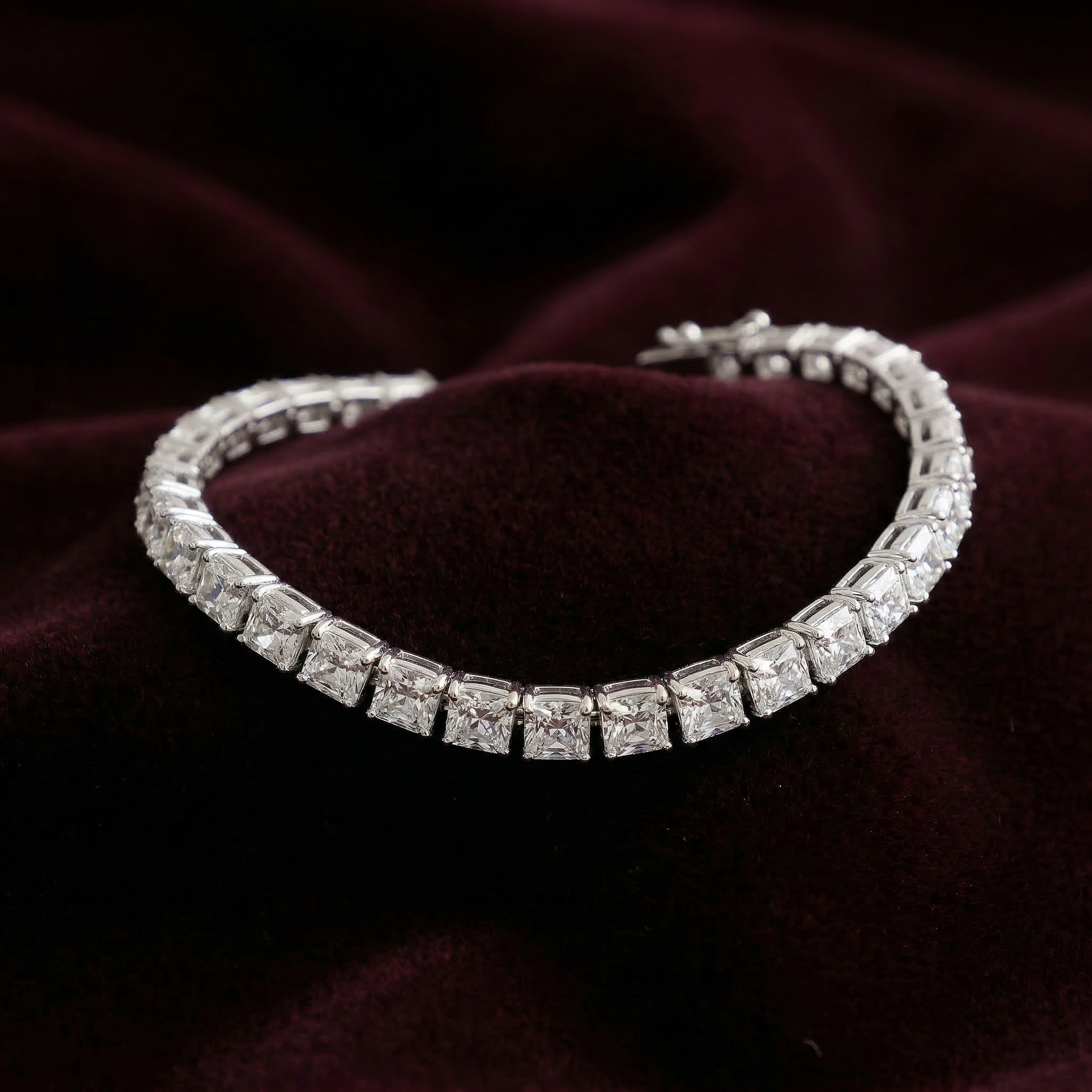 Silver Designer 3d Tennis Bracelet