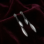 Silver italian leaf dangler earrings
