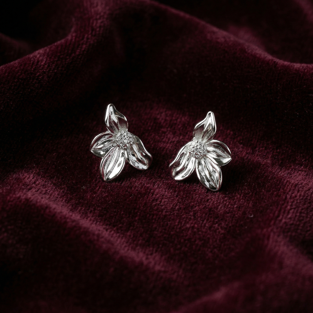 Silver italian flower earrings