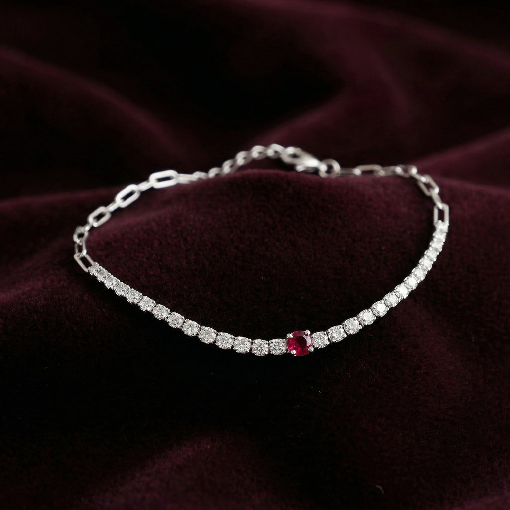 Silver Pink Petite Sparkle Tennis Bracelet