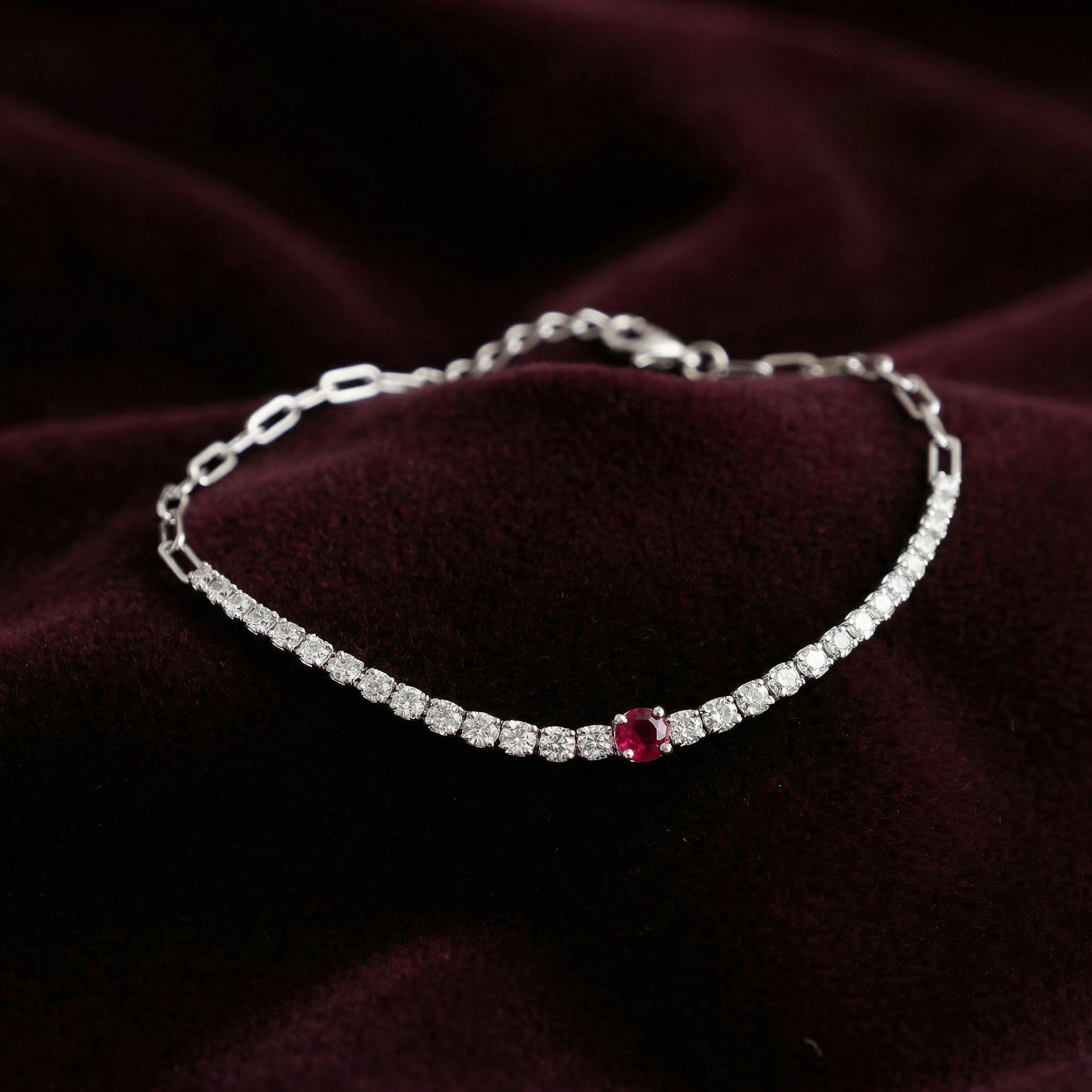 Silver Pink Petite Sparkle Tennis Bracelet