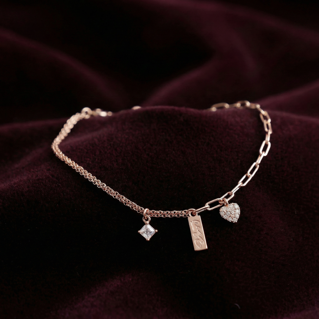 Rose Gold Love-Inscribed Delicate Bracelet