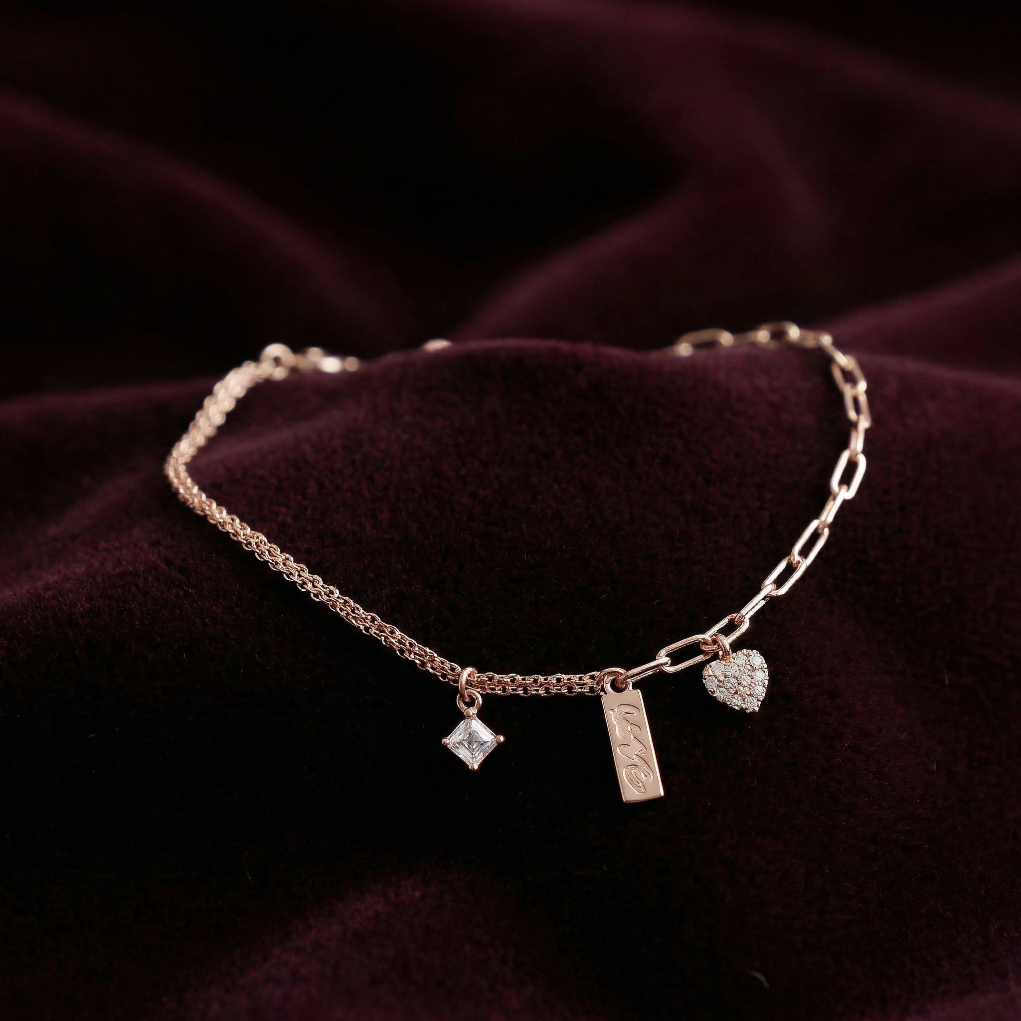 Rose Gold Love-Inscribed Delicate Bracelet