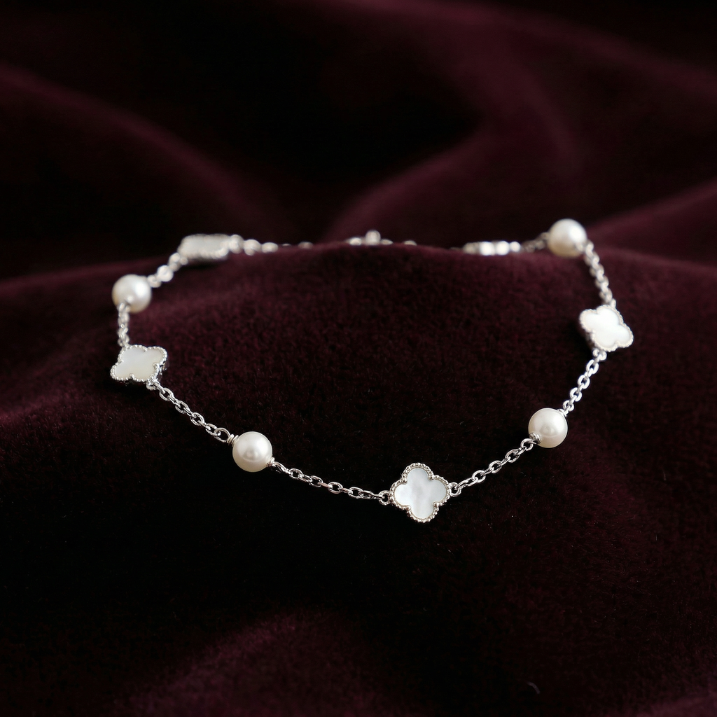 Silver  Pearlescent Enamel Bracelet