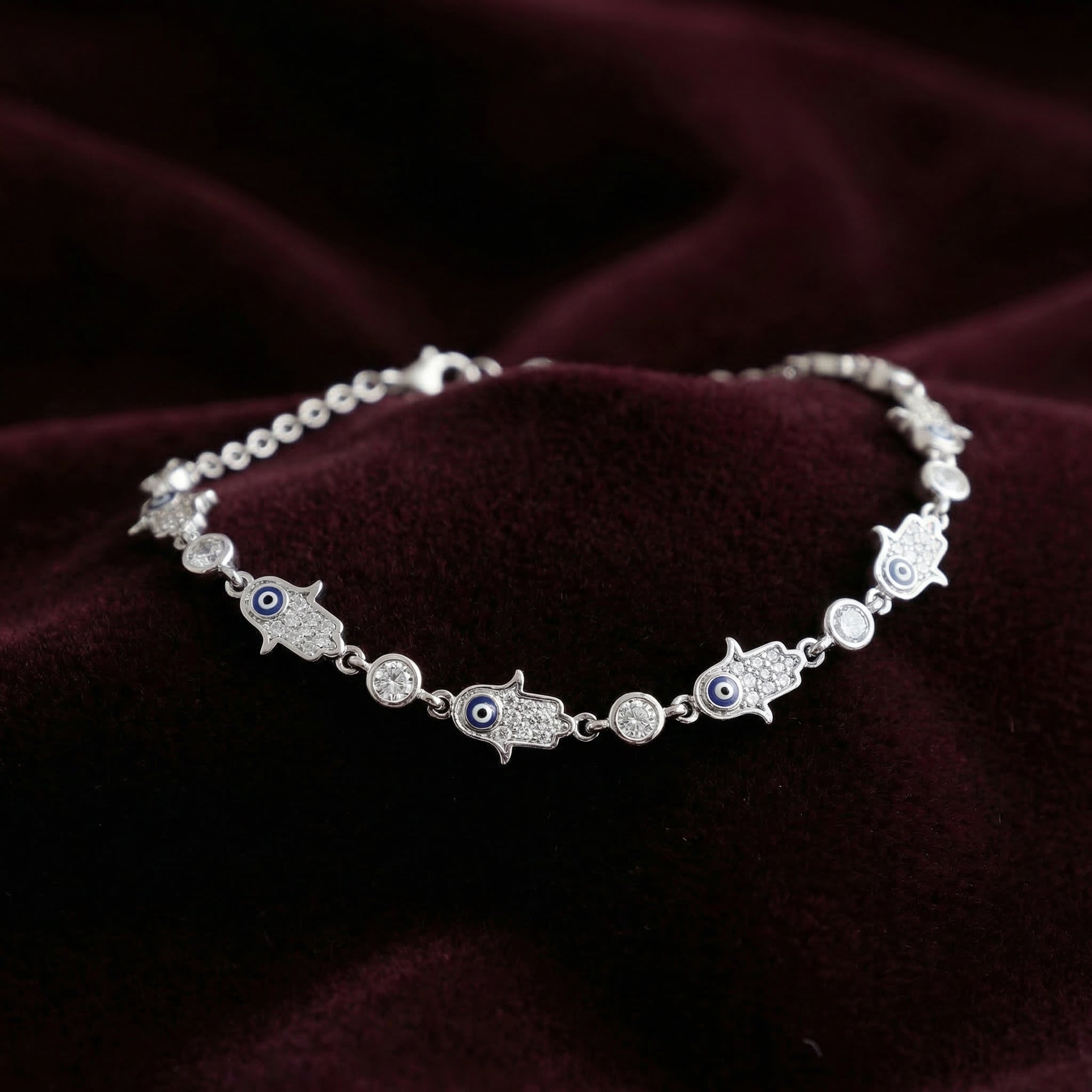 Silver EvilEye Cz Bracelet