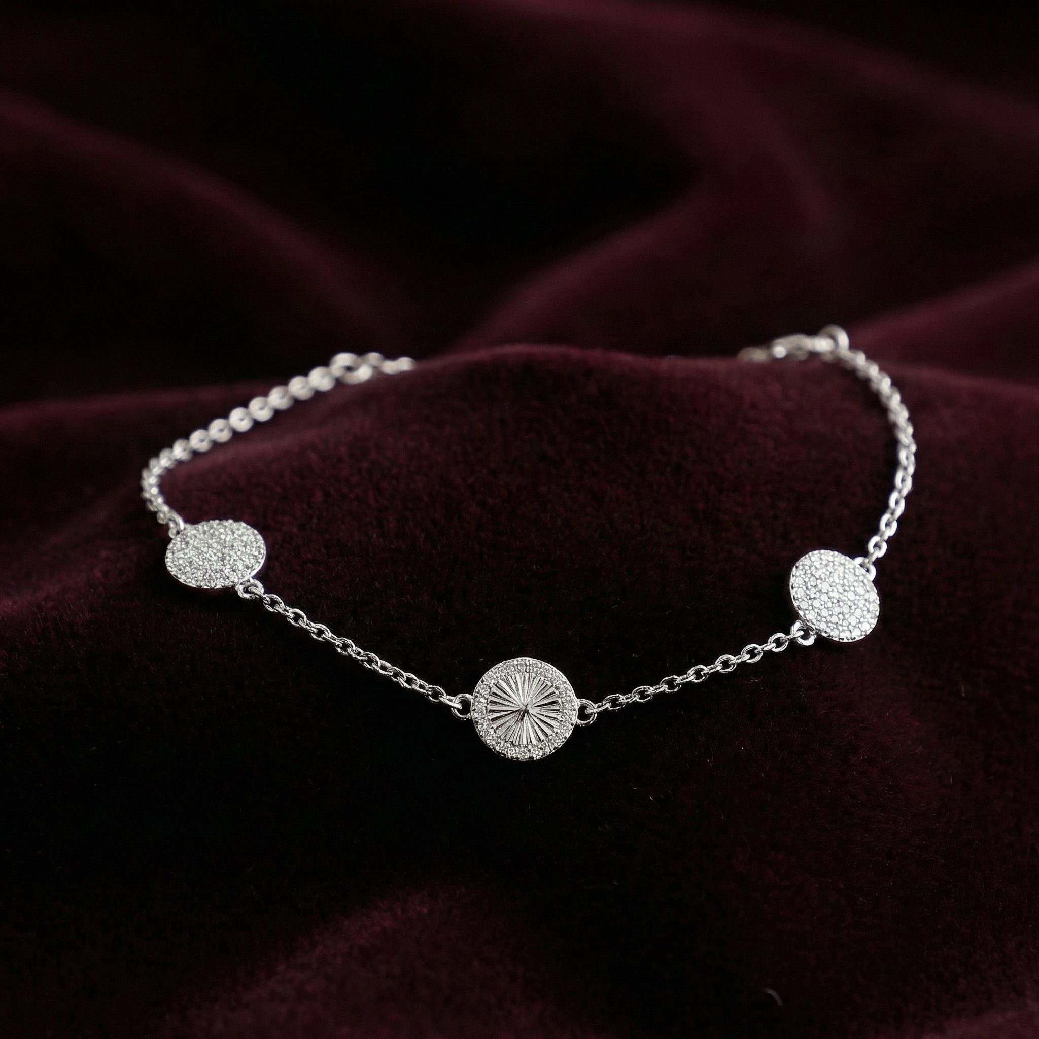 Silver Diamond Trio Delicate Bracelet