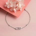 Silver Diamond Rectangle Delicate Bracelet