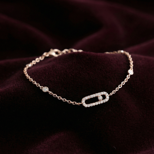 Rose Gold  Diamond Rectangle Delicate Bracelet