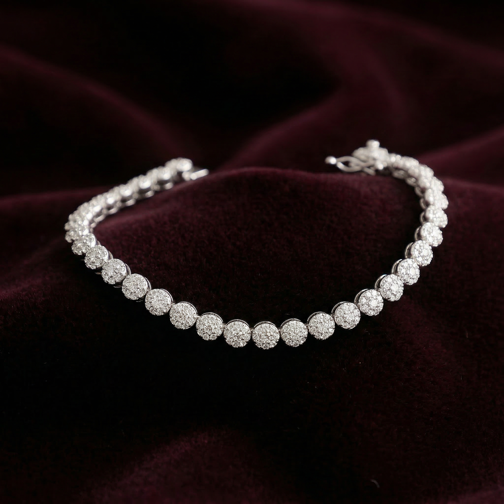 Silver Medium Floral Tennis Bracelet