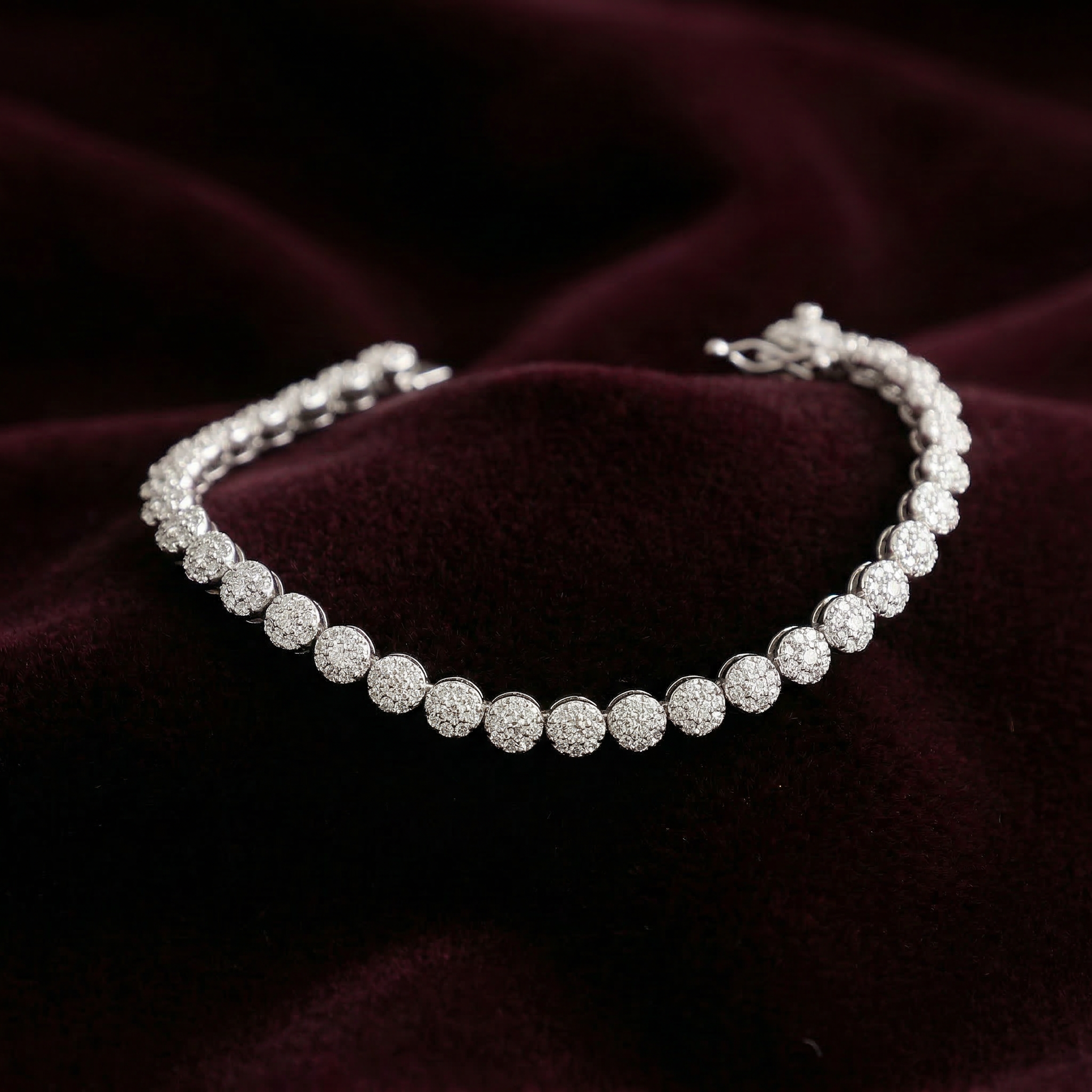 Silver Medium Floral Tennis Bracelet