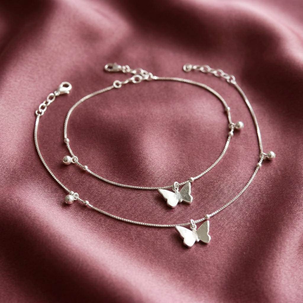 Silver Butterfly Anklet