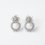 Silver diamond studded sunflower earrings