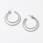 Silver italian double loops earrings