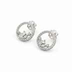Silver heart shaped designer danglers earrings