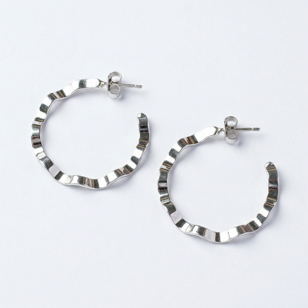 Silver italian single loop earrings