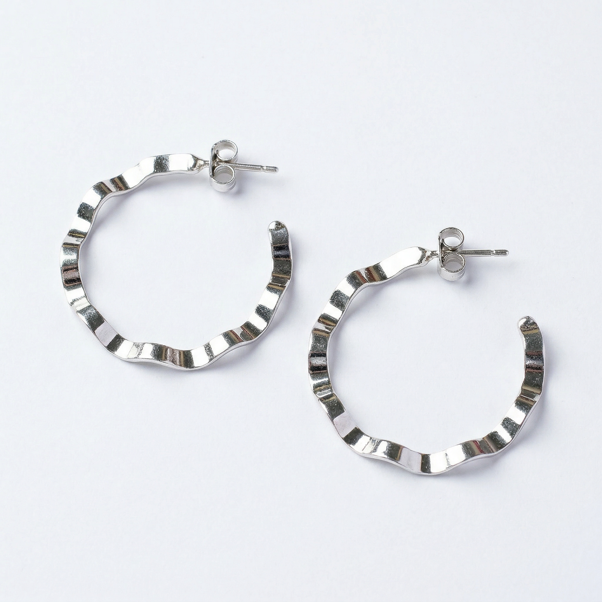 Silver italian single loop earrings