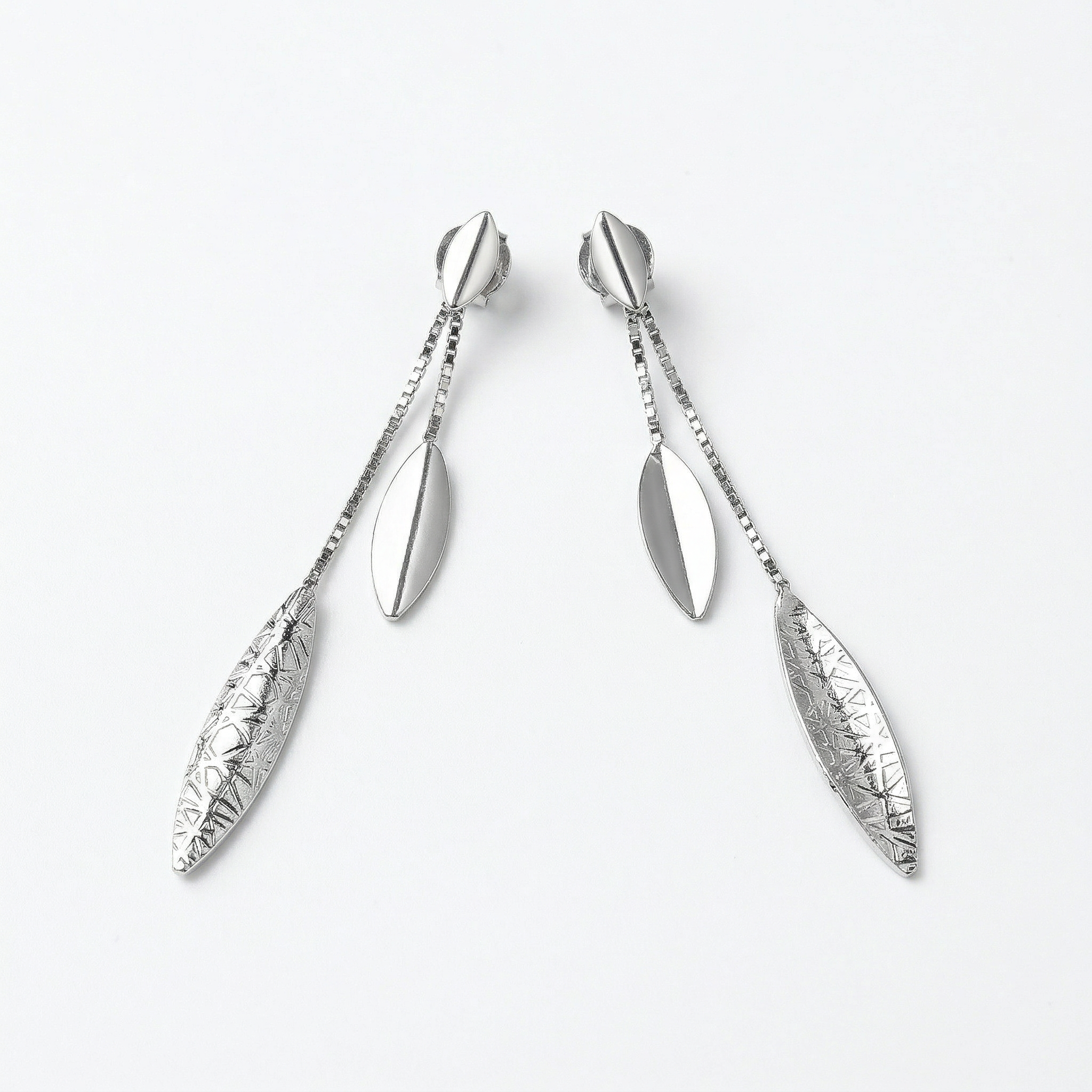 Silver italian leaf dangler earrings