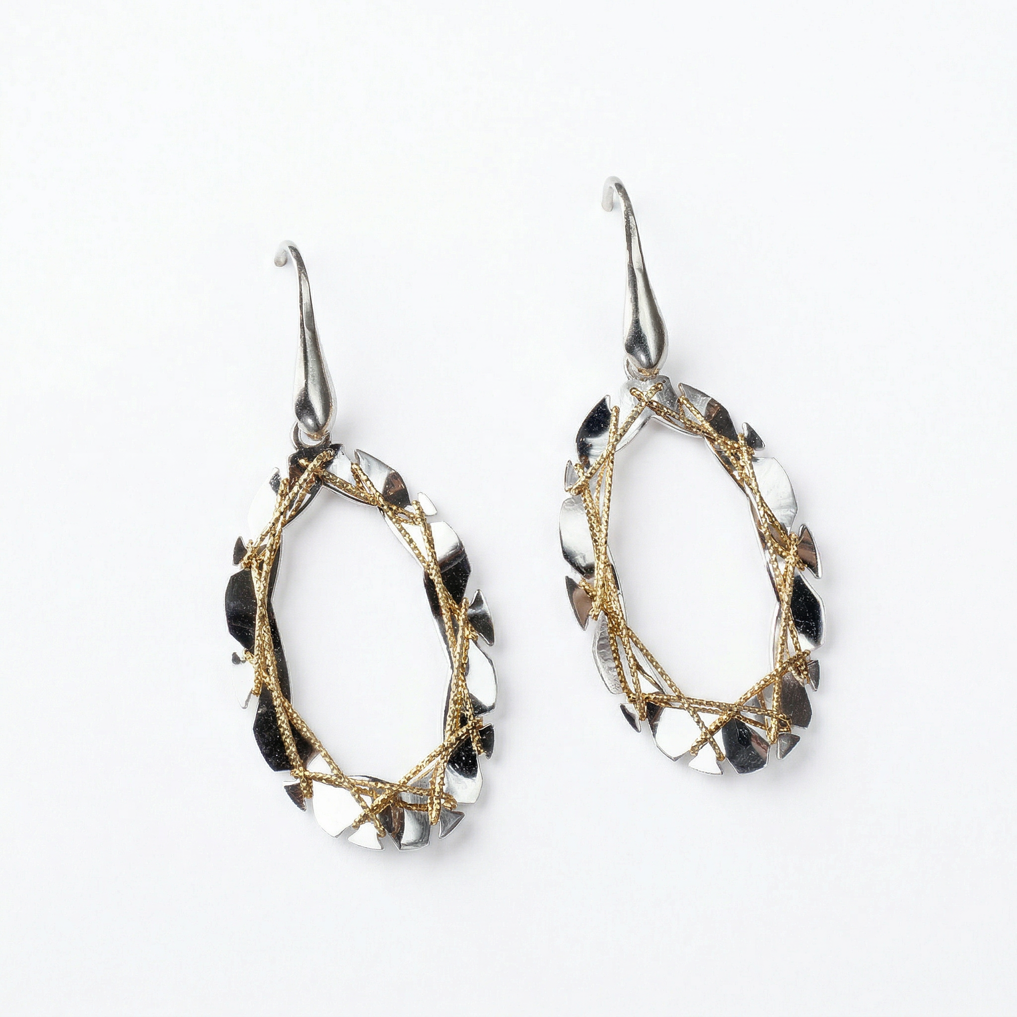 Silver golden italian dangler earrings