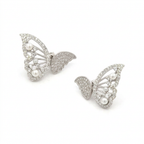 Silver butterfly diamond studded earrings
