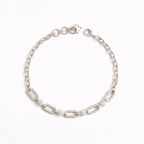 Turquoise Lavender Chained Enamel Silver Bracelet